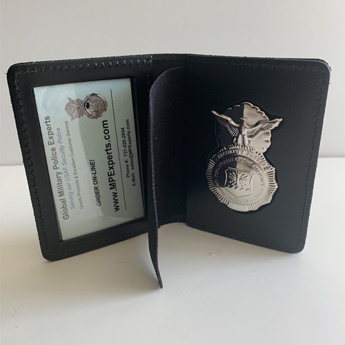 LEOSA USAF SF DUTY LEATHER RECESSED BADGE DOUBLE ID CASE 2 5/8" X 3 7/8" - Includes USAF Security FORCES Badge