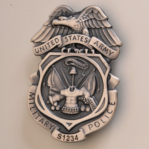 Army MPI Nickel Badge -LASER ENGRAVED! Read Details