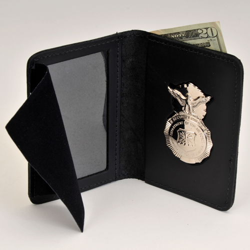 USAF SF Leather Cred/Badge Case with Money Insert & ID Size: 2 3/4" X 4 1/4" & USAF SECURITY FORCES BADGE INCLUDED
