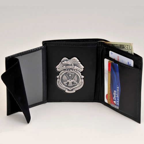 MP LEATHER CRED/BADGE CASE W/Silver Ox Badge & Credit Card Slots; ID Size 3 3/4" X 2 5/8" - Click Image to Close