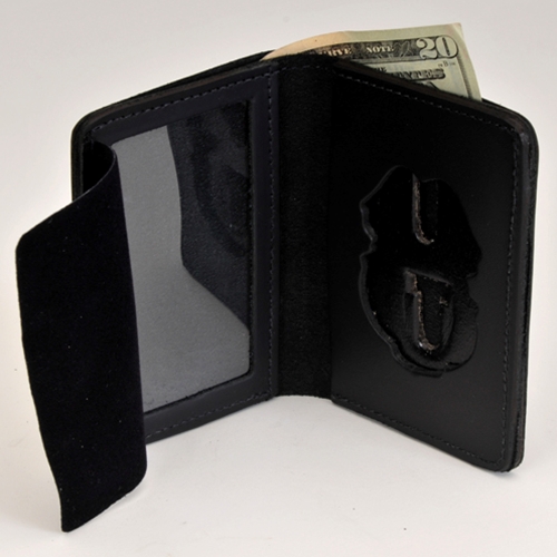 ARMY MP LEATHER CRED/BADGE CASE - WITH Money Insert; ID Size 2 3/4" X 4 1/4" - Click Image to Close
