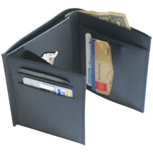 AF HIDDEN BADGE WALLET W/MONEY INSERT, 5 CC SLOTS & FLIPPING ID WITH USAF Security POLICE Badge