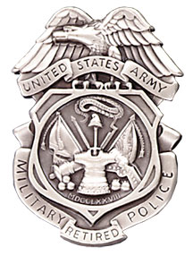 Army MP Silver Ox Badge: 'RETIRED' Stamped on Bottom