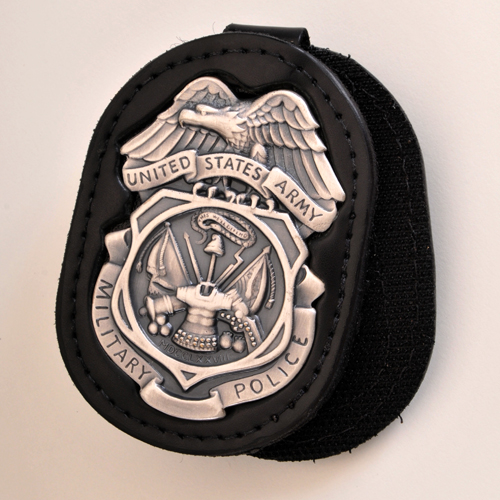 ARMY MILITARY POLICE INVESTIGATORS MPI BADGE HOLDER with SILVER OX Badge -Subdued Finish