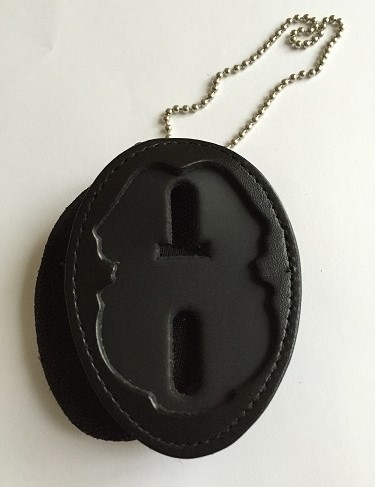 ARMY MP BADGE HOLDER & CHAIN FOR NECK - FLAT BACKING